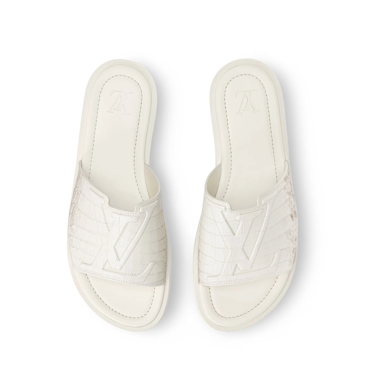 LV Portofino Mule White crocodile skin
