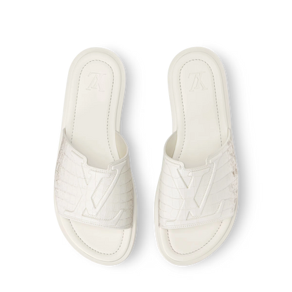 LV Portofino Mule White crocodile skin