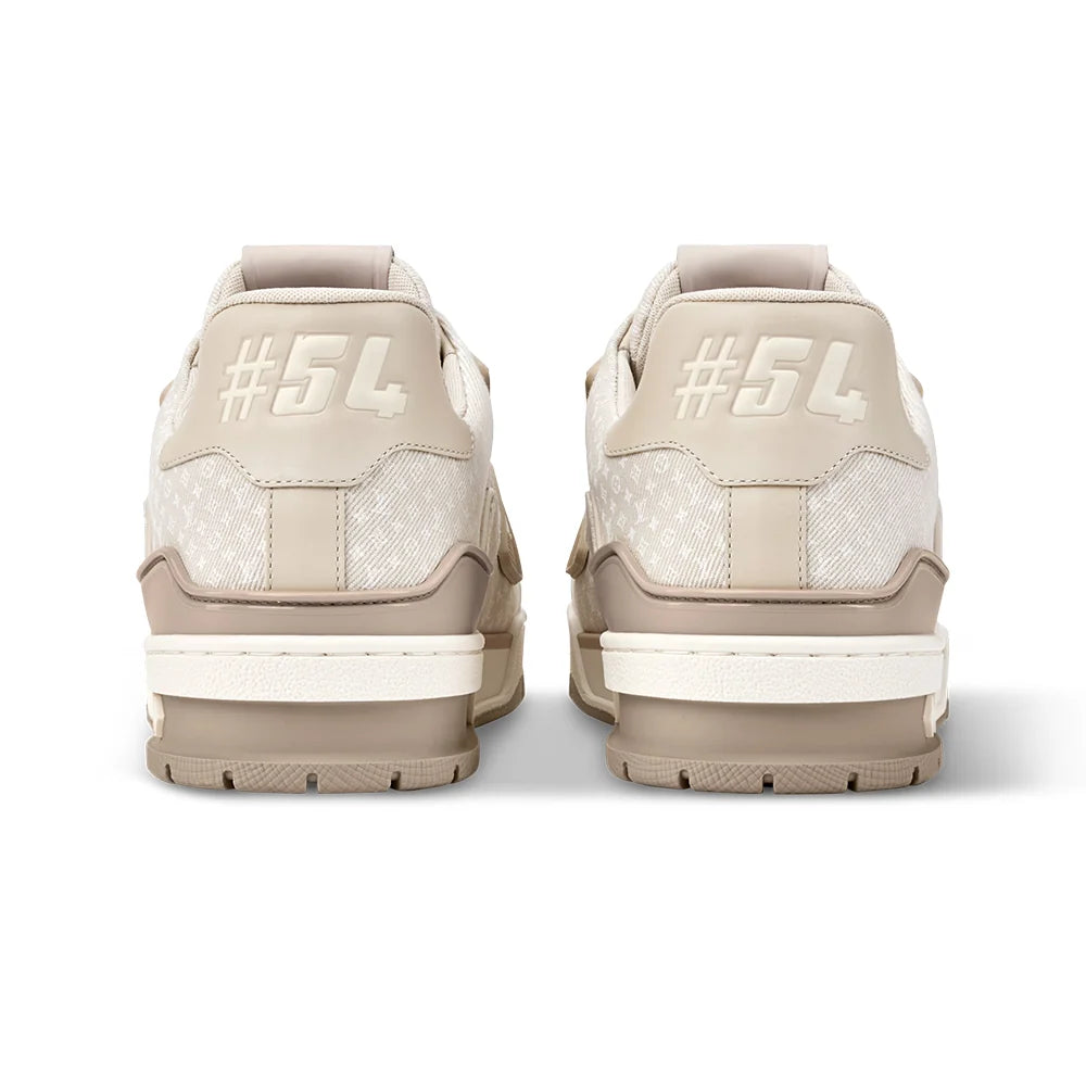 LV Trainer Beige Nanogram denim