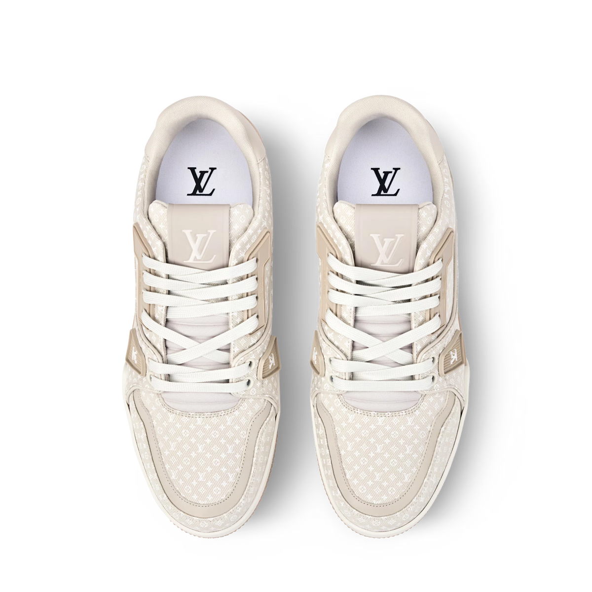 LV Trainer Beige Nanogram denim