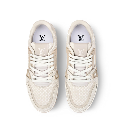 LV Trainer Beige Nanogram denim