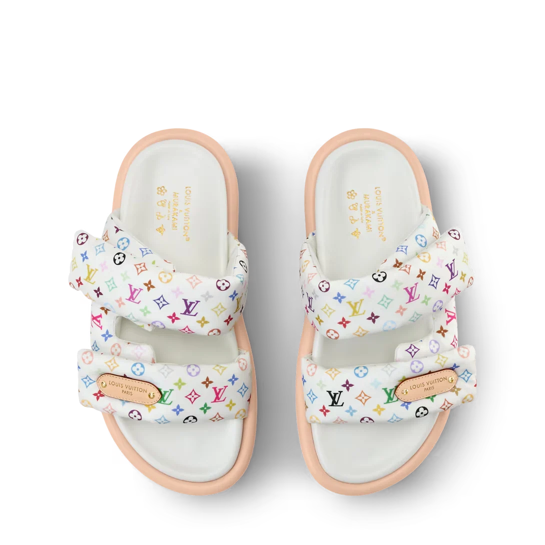 LV Pool Pillow Flat Comfort Mule x TM White