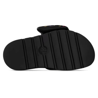 LV Pool Pillow Flat Comfort Mule x "Takashi Murakami" Black Multicolor