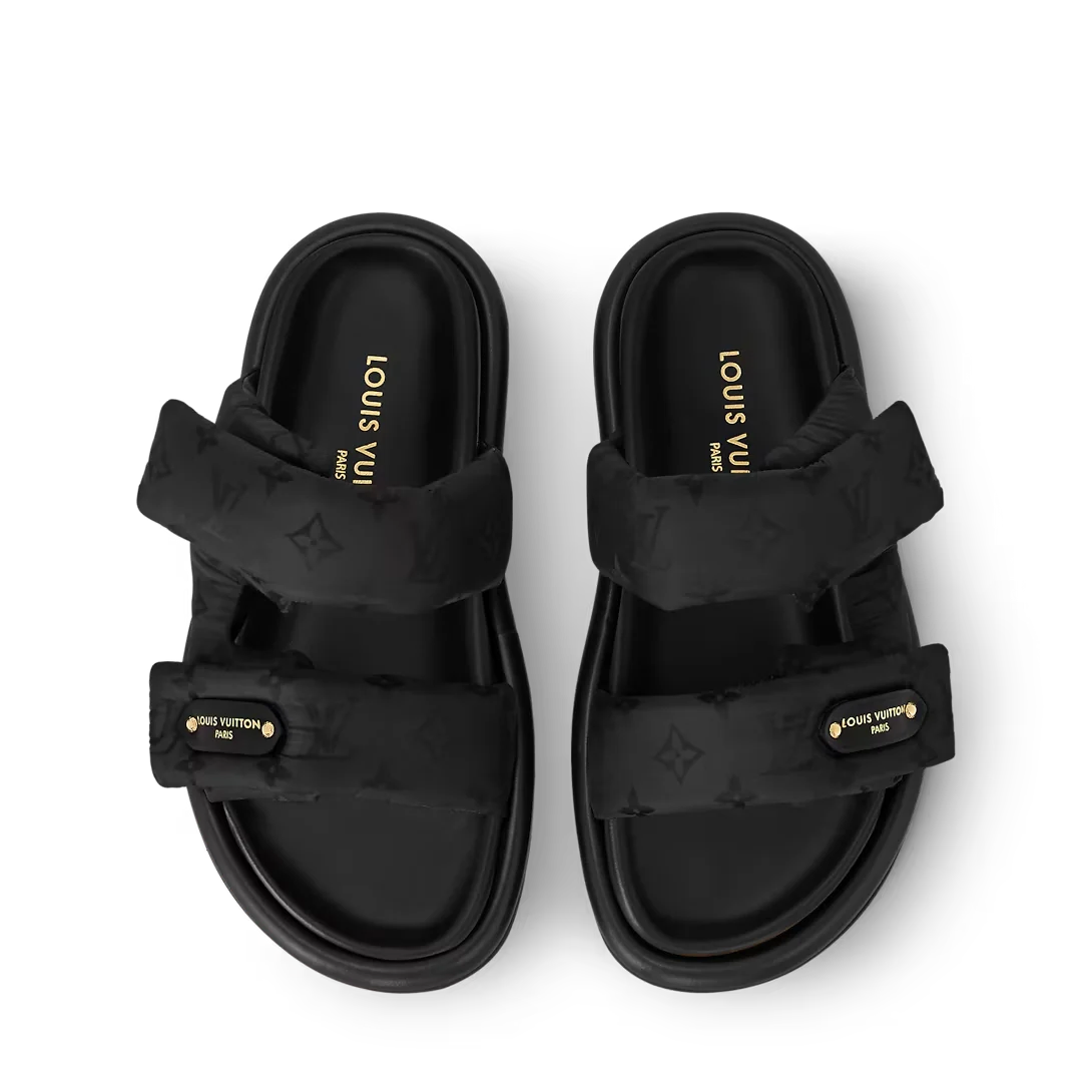 LV Pool Pillow Flat Comfort Mule Black
