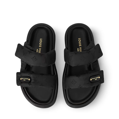 LV Pool Pillow Flat Comfort Mule Black