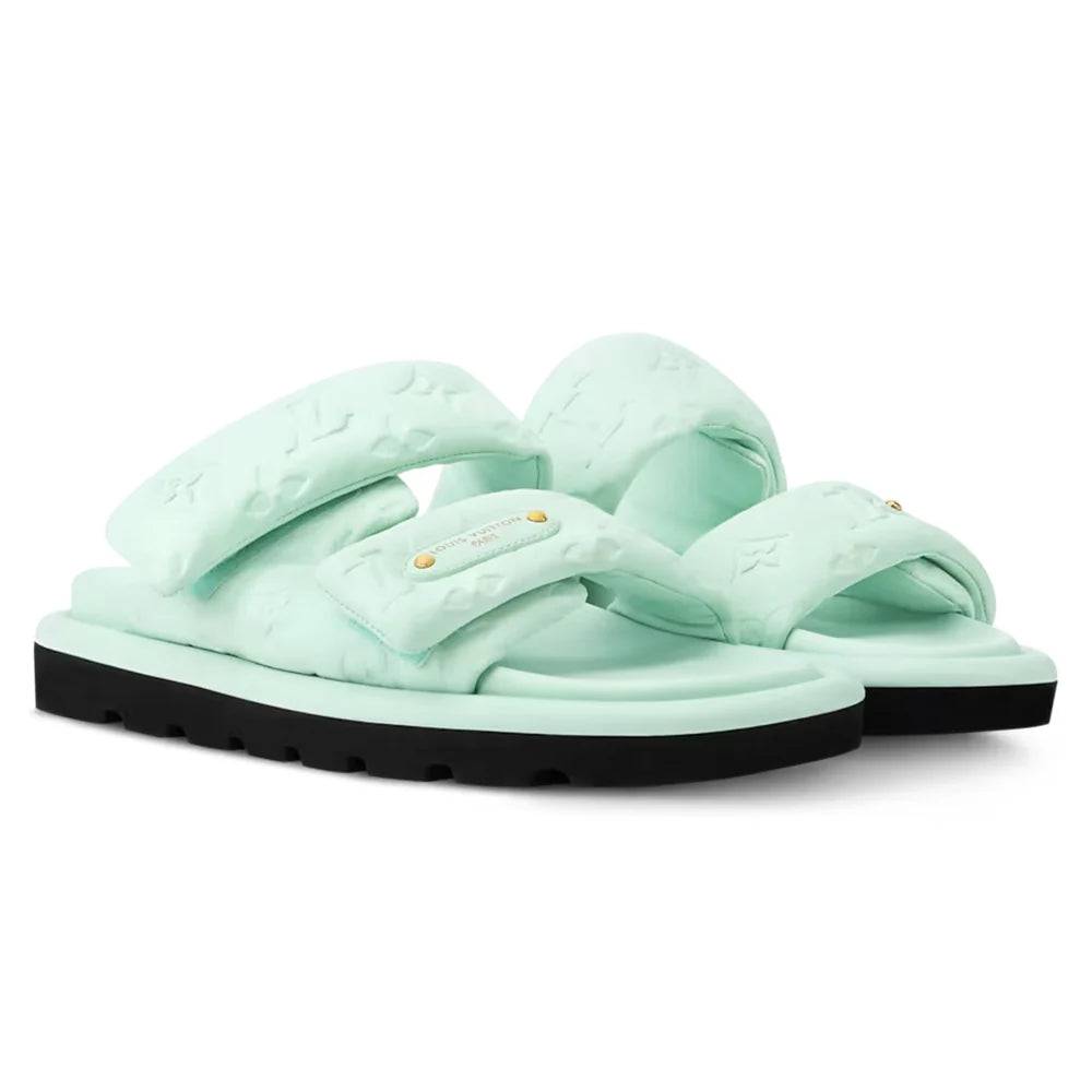 LV Pool Pillow Flat Comfort Mule Green