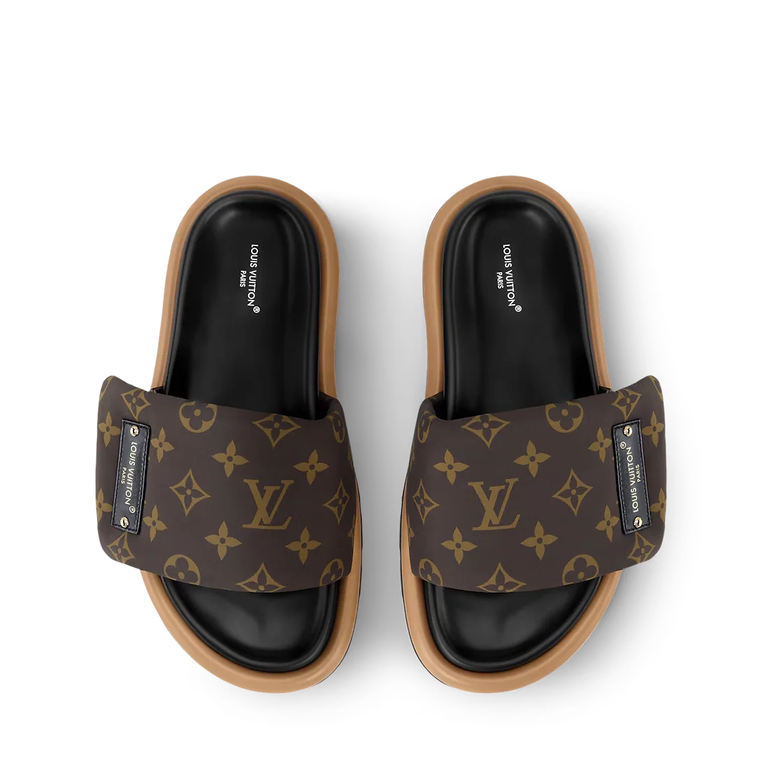 LV Pool Pillow Flat Comfort Mule Cocoa Brown