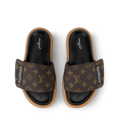 LV Pool Pillow Flat Comfort Mule Cocoa Brown