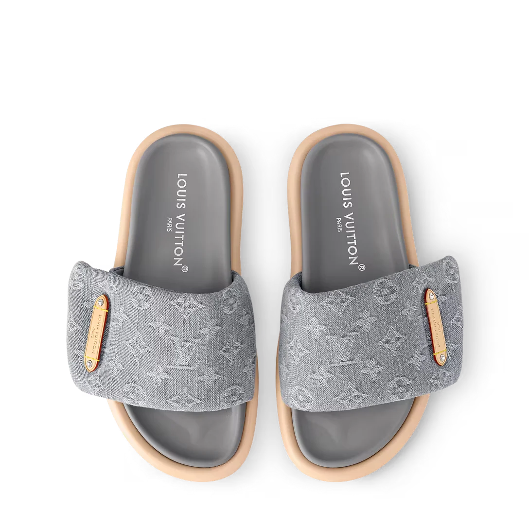 LV Pool Pillow Flat Comfort Mule Grey