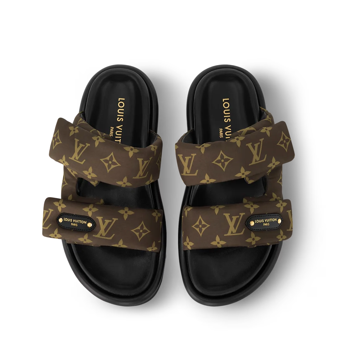 LV Pool Pillow Flat Comfort Mule Cacao Brown