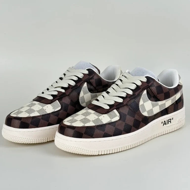 LV x Nike Air Force 1 Damier Brown/ White