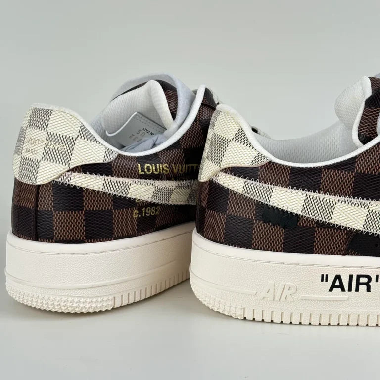 LV x Nike Air Force 1 Damier Brown/ White