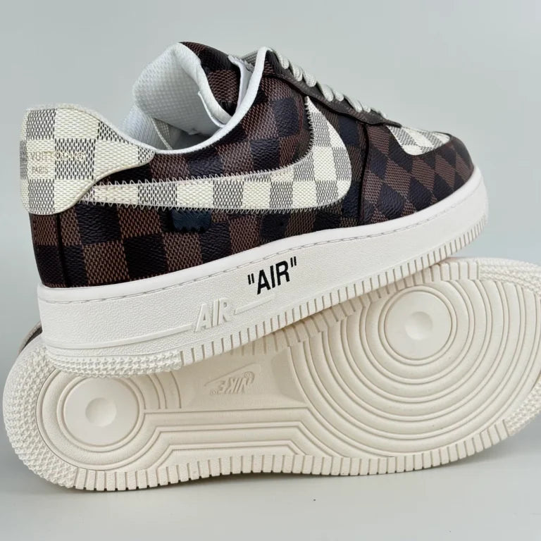 LV x Nike Air Force 1 Damier Brown/ White