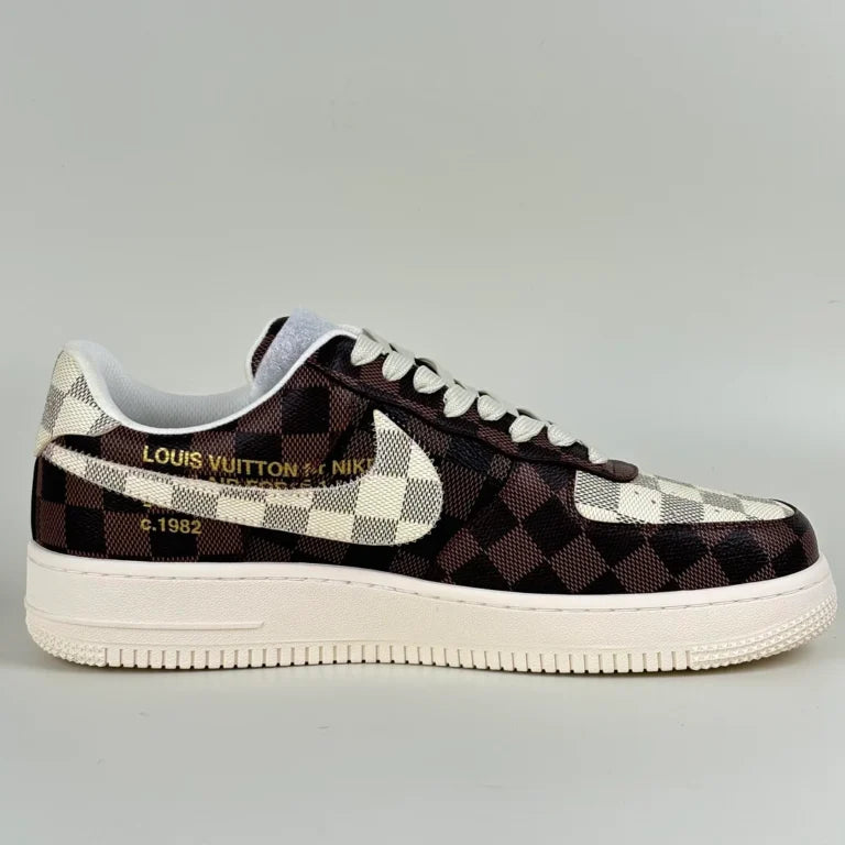 LV x Nike Air Force 1 Damier Brown/ White