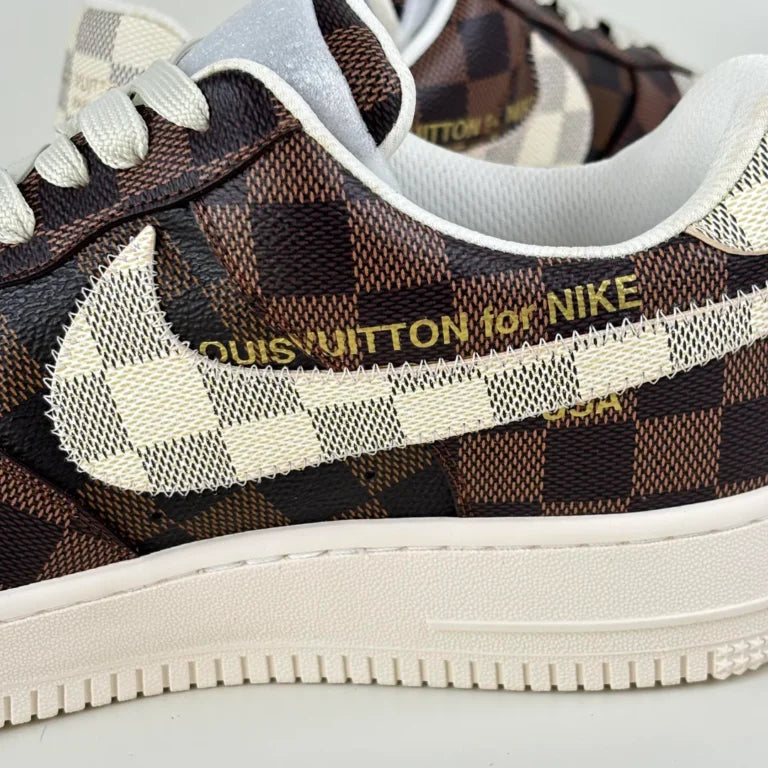 LV x Nike Air Force 1 Damier Brown/ White