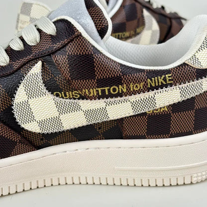 LV x Nike Air Force 1 Damier Brown/ White