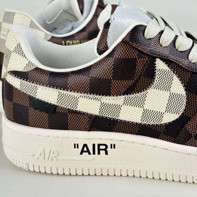 LV x Nike Air Force 1 Damier Brown/ White