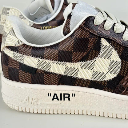 LV x Nike Air Force 1 Damier Brown/ White